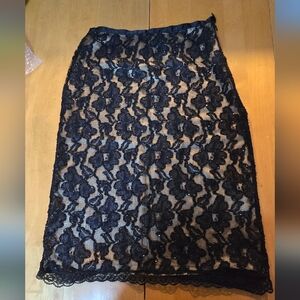 Karen Kane Black Floral Lace Pencil Skirt